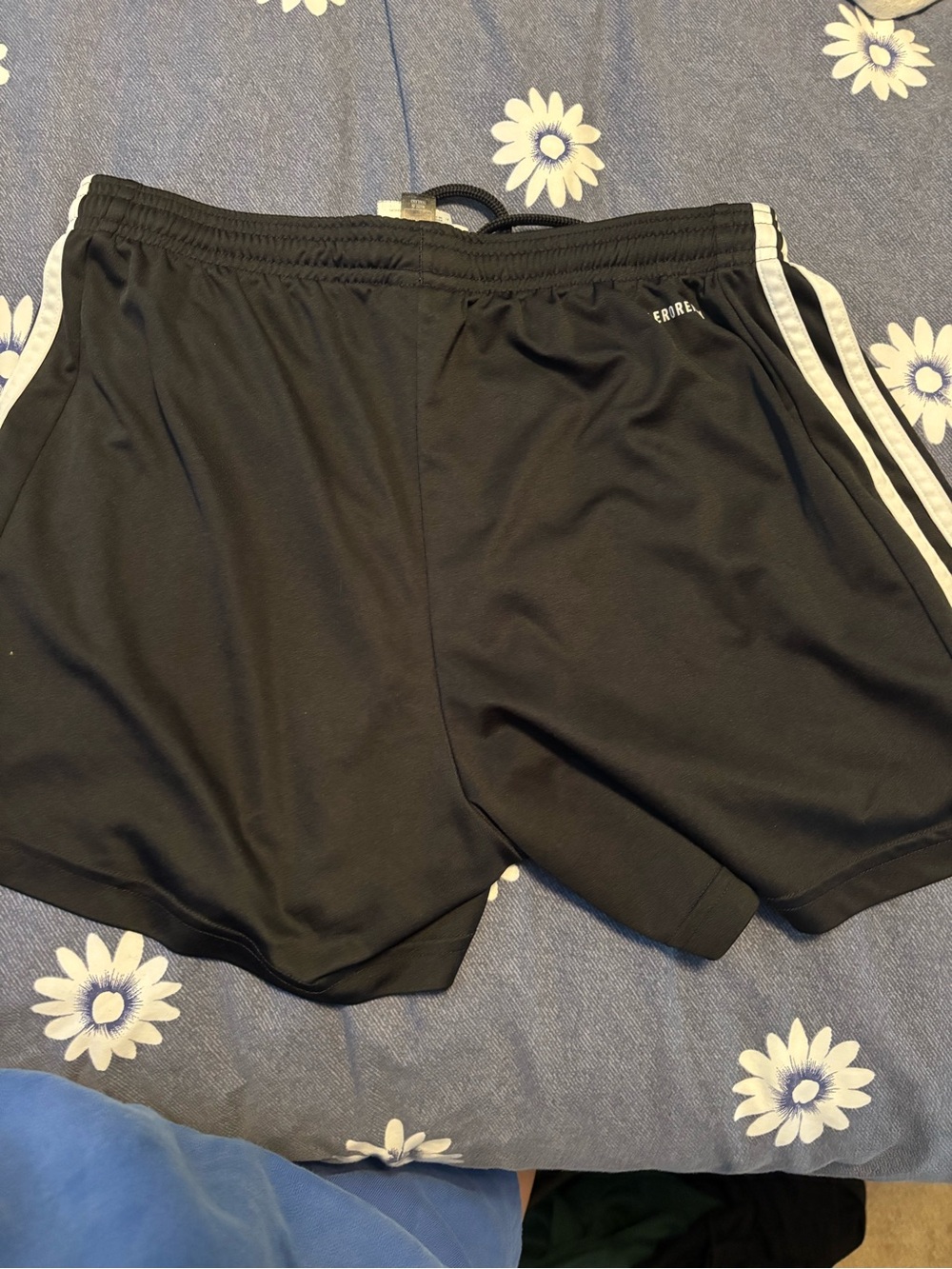 adidas Black Athletic Shorts with White Side Stripes - Picture 2 of 4